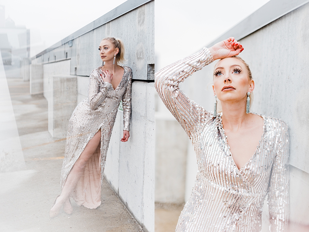 Silver Gown, Columbus Model, Rooftop